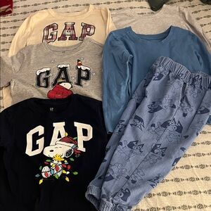 Boys Set 3 GAP Shirts, 1 Bluey Jeans, 2 Honest long sleeve shirts